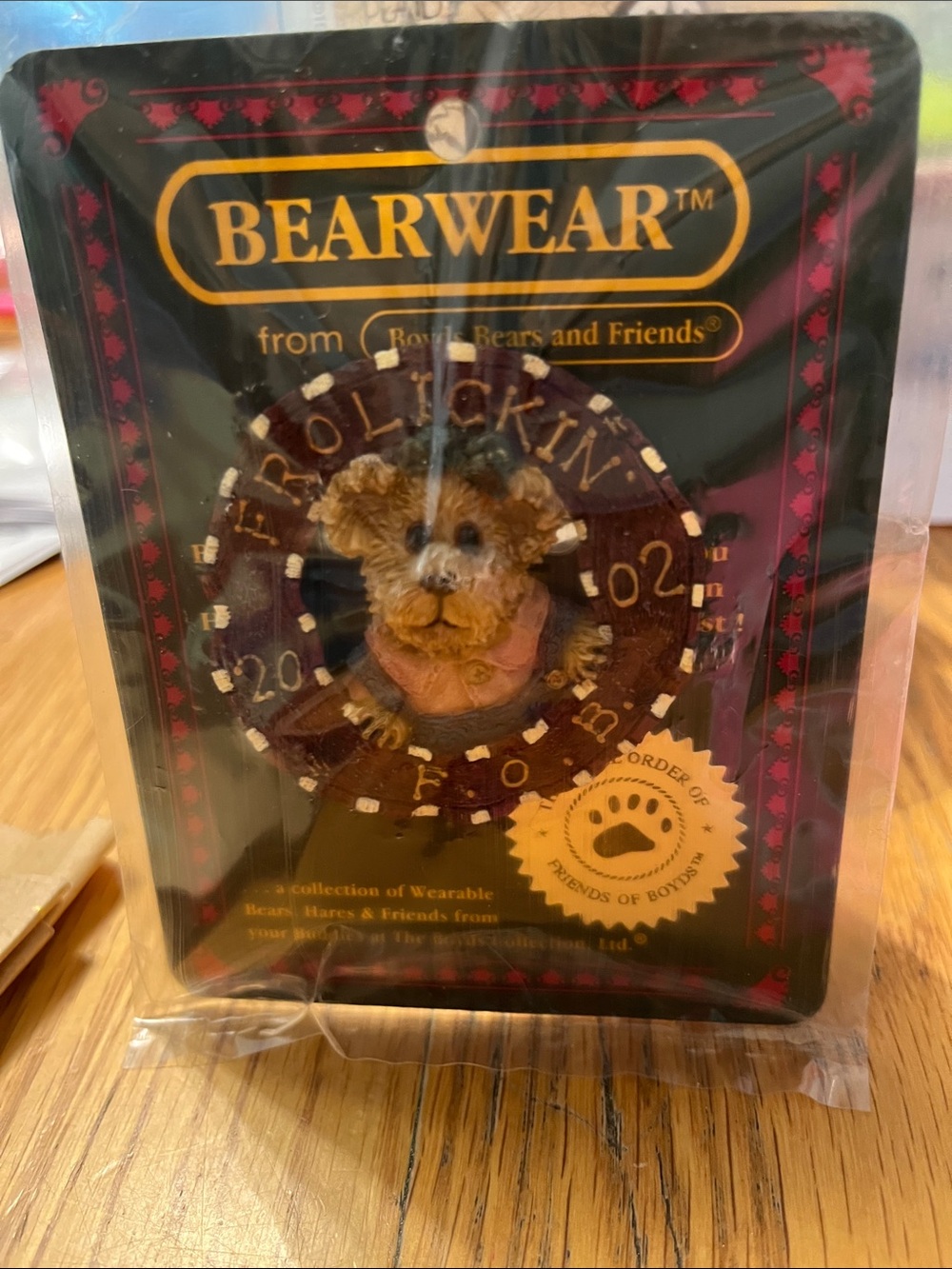 Bearwear Frolokin Bear Pin - Brown with Pink Accent